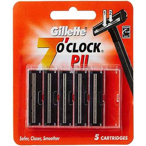  Gillette 7 O Clock Cartridges - P II With Chromium Enriched Edges 5 pcs Pouch